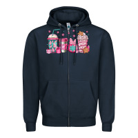 Navy pink Christmas coffee Zipper Hoodie - Jasminsmagicworld