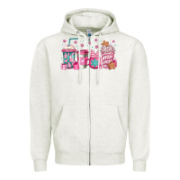 Oatmeal Heather pink Christmas coffee Zipper Hoodie - Jasminsmagicworld