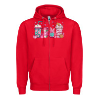 Red pink Christmas coffee Zipper Hoodie - Jasminsmagicworld