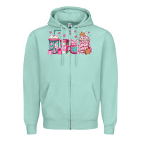 Seafoam pink Christmas coffee Zipper Hoodie - Jasminsmagicworld