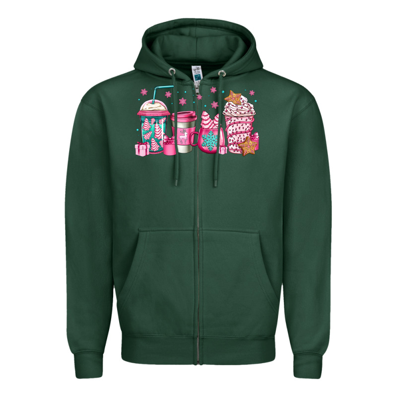 Pink Christmas Coffee Zipper Hoodie by Jasminsmagicworld | Teevron