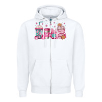White pink Christmas coffee Zipper Hoodie - Jasminsmagicworld