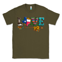 Army Green love texas serape cowhide cactus and sunflowers Classic Tee - Artiststas