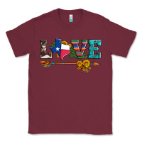 Burgundy love texas serape cowhide cactus and sunflowers Classic Tee - Artiststas
