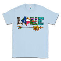 Dusty Blue love texas serape cowhide cactus and sunflowers Classic Tee - Artiststas