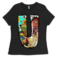 Black farm life alphabet lowercase letters u Ladies Tee - BundleAndBundleShop