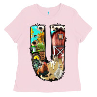 Bubblegum Pink farm life alphabet lowercase letters u Ladies Tee - BundleAndBundleShop