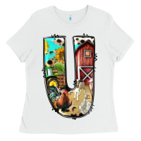 White farm life alphabet lowercase letters u Ladies Tee - BundleAndBundleShop
