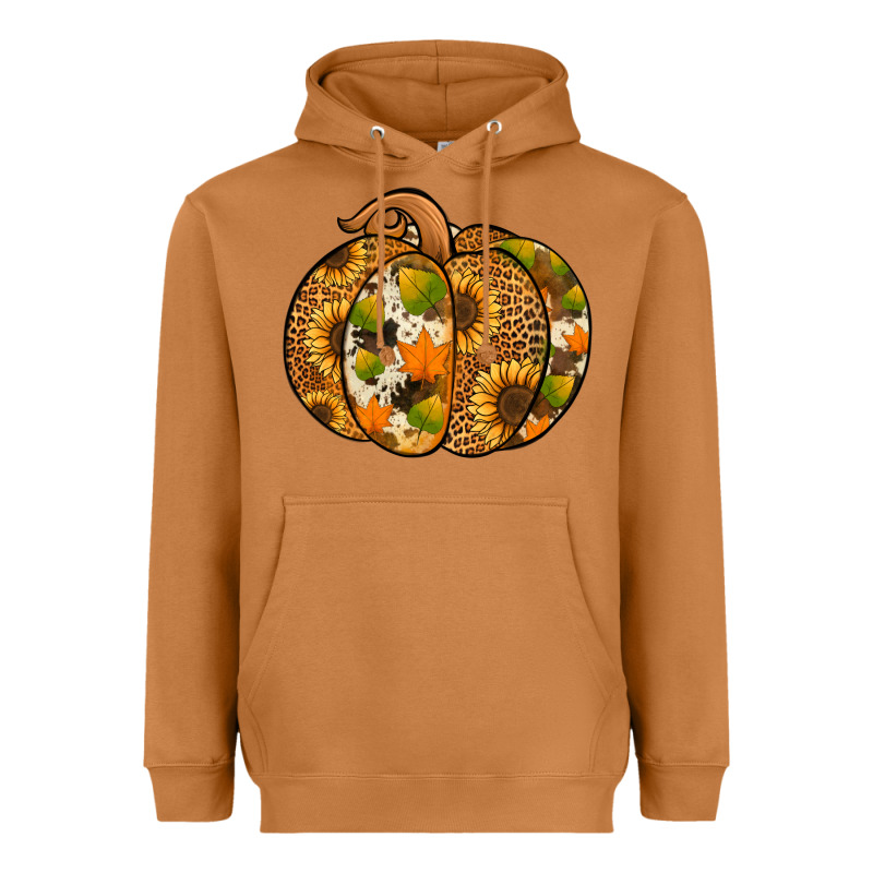 Leopard Cowhide Sunflower Pumpkin Heavyweight Hoodie by Jasminsmagicworld | Teevron