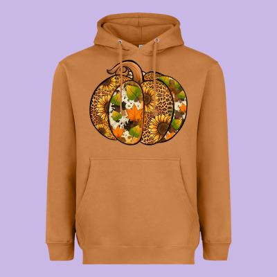 Leopard Cowhide Sunflower Pumpkin Heavyweight Hoodie Designed By Jasminsmagicworld