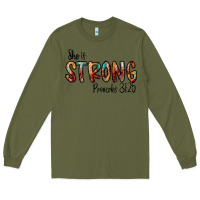 Army Green she is strong provebs Long Sleeve Tee - CowhideDigitalArt