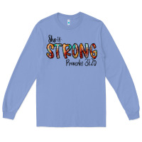 Colony Blue she is strong provebs Long Sleeve Tee - CowhideDigitalArt