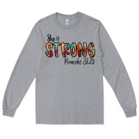 Heather Grey she is strong provebs Long Sleeve Tee - CowhideDigitalArt