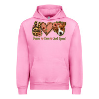 Fuchsia Pink Peace Love Jack Russel Urban Hoodie - Jasminsmagicworld