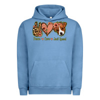 Pigment Pebble Blue Peace Love Jack Russel Urban Hoodie - Jasminsmagicworld