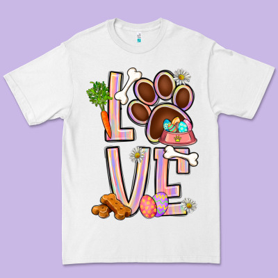 Tie Dye Easter Love Dog Paw Premium Tee Designed By Bundleandbundleshop