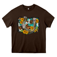Chocolate Brown western leopard cowhide turquoise background horse Heavy Core Tee - OliviaCreatesArt