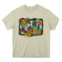 Mossy western leopard cowhide turquoise background horse Heavy Core Tee - OliviaCreatesArt