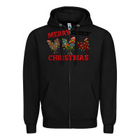 Black Merry Cluckin' Christmas Zipper Hoodie - RanaPortraitStore