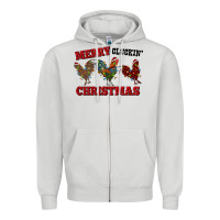 Dove Grey Merry Cluckin' Christmas Zipper Hoodie - RanaPortraitStore