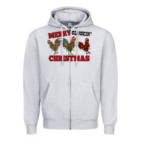 Heather Grey Merry Cluckin' Christmas Zipper Hoodie - RanaPortraitStore
