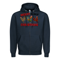 Navy Merry Cluckin' Christmas Zipper Hoodie - RanaPortraitStore
