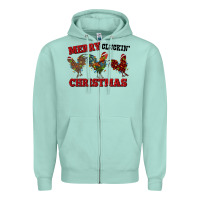 Seafoam Merry Cluckin' Christmas Zipper Hoodie - RanaPortraitStore