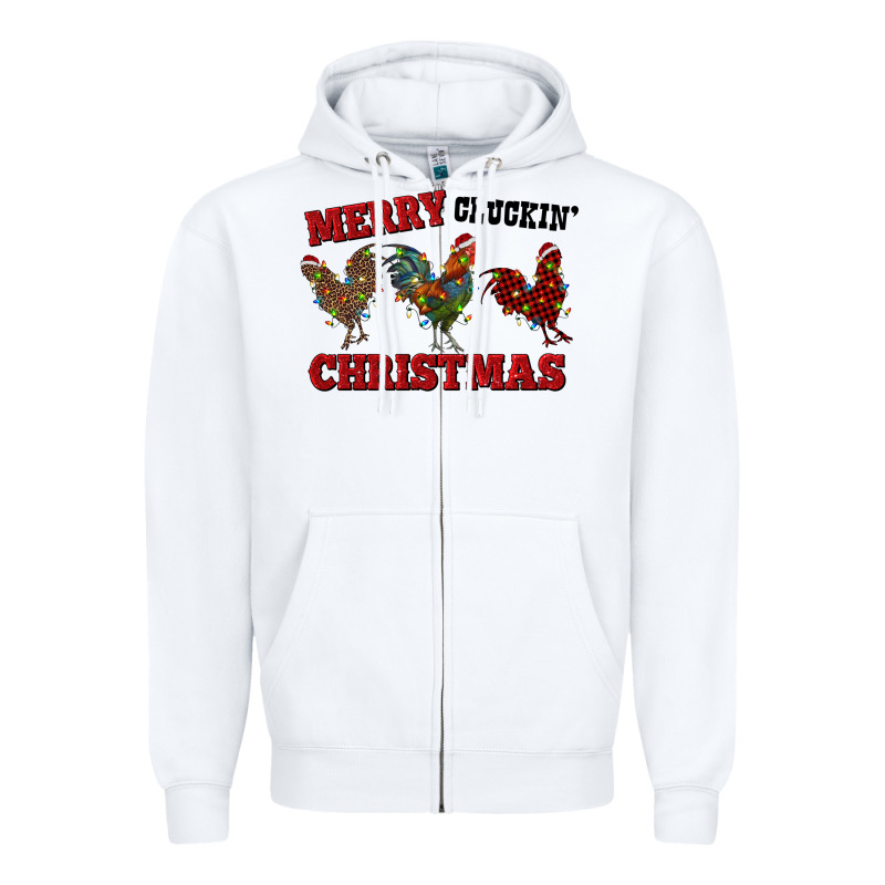 Merry Cluckin' Christmas Zipper Hoodie by RanaPortraitStore | Teevron