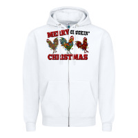 White Merry Cluckin' Christmas Zipper Hoodie - RanaPortraitStore
