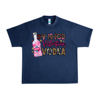 Navy V is For Valentine Vodka Urban Heavy Tee - CowhideDigitalArt