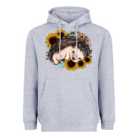 Heather Grey sleeping hedgehog sunflower leopard Heavyweight Hoodie - Jasminsmagicworld