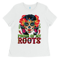 White sugar skull woman proud of my roots Ladies Tee - BundleAndBundleShop