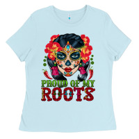 Baby Blue sugar skull woman proud of my roots Ladies Tee - BundleAndBundleShop