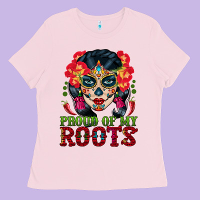 Sugar Skull Woman Proud Of My Roots Ladies Tee Designed By Bundleandbundleshop