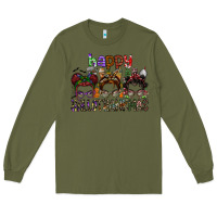 Army Green happy hallothanksmas Long Sleeve Tee - SublimationCraftShop