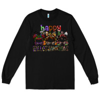Black happy hallothanksmas Long Sleeve Tee - SublimationCraftShop
