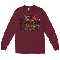 Burgundy happy hallothanksmas Long Sleeve Tee - SublimationCraftShop