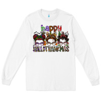 White happy hallothanksmas Long Sleeve Tee - SublimationCraftShop