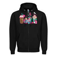Black nail hustler coffee cups Zipper Hoodie - Jasminsmagicworld