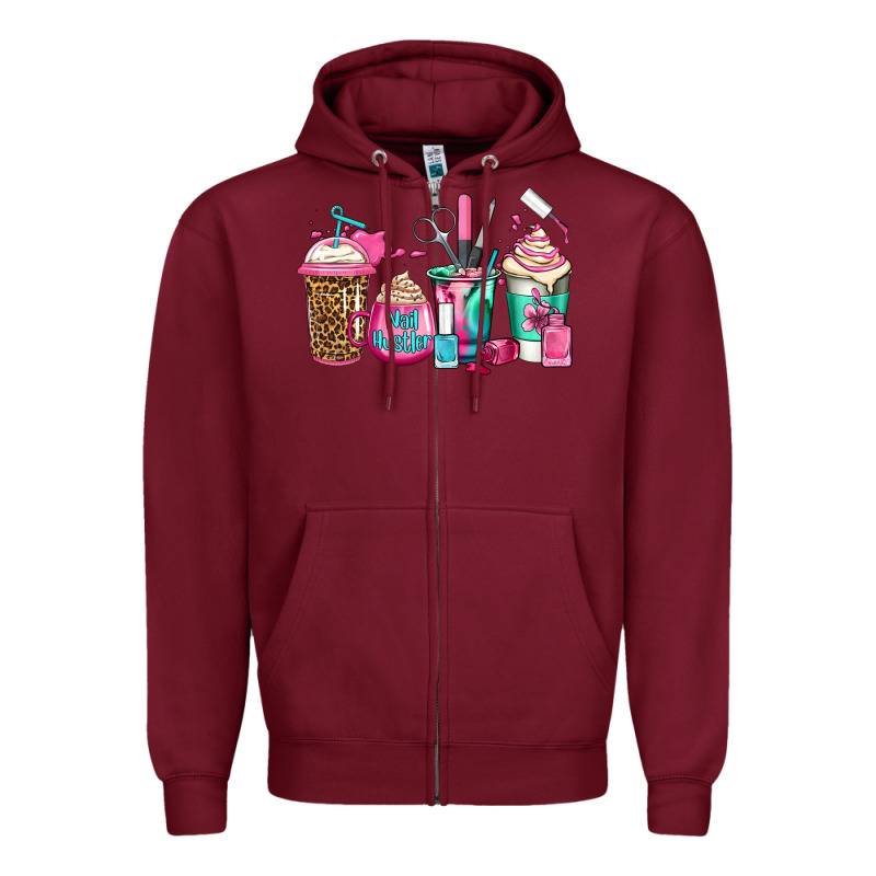 Nail Hustler Coffee Cups Zipper Hoodie by Jasminsmagicworld | Teevron