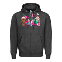 Charcoal Heather nail hustler coffee cups Zipper Hoodie - Jasminsmagicworld