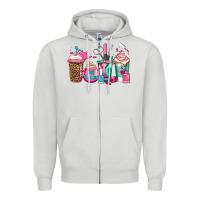 Dove Grey nail hustler coffee cups Zipper Hoodie - Jasminsmagicworld