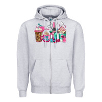 Heather Grey nail hustler coffee cups Zipper Hoodie - Jasminsmagicworld