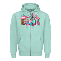 Seafoam nail hustler coffee cups Zipper Hoodie - Jasminsmagicworld