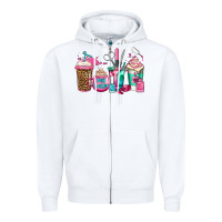 White nail hustler coffee cups Zipper Hoodie - Jasminsmagicworld