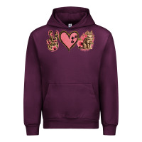 Mauve Wine Peace Love Cats Urban Hoodie - Jasminsmagicworld