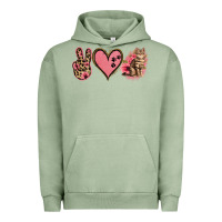 Pigment Oil Green Peace Love Cats Urban Hoodie - Jasminsmagicworld