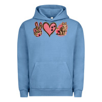 Pigment Pebble Blue Peace Love Cats Urban Hoodie - Jasminsmagicworld