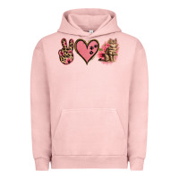 Pigment Salmon Peace Love Cats Urban Hoodie - Jasminsmagicworld