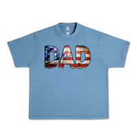 Pebble Blue American Flag Dad 4th of July Urban Heavy Tee - LillyAllenDesigns